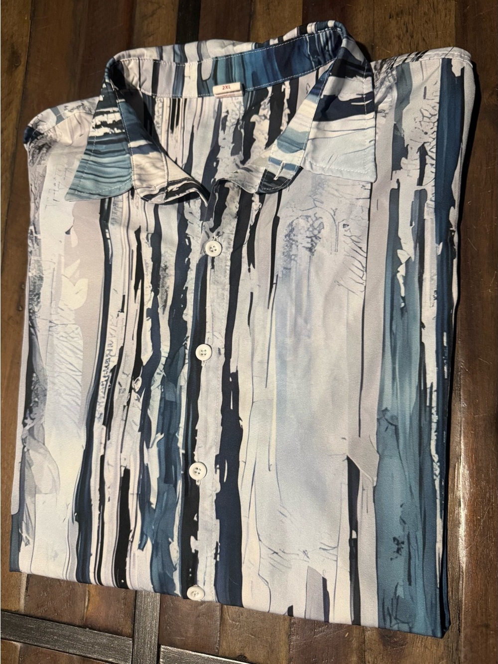 Men's Casual Striped Brushstroke Button-Down Shirt - Blue/White